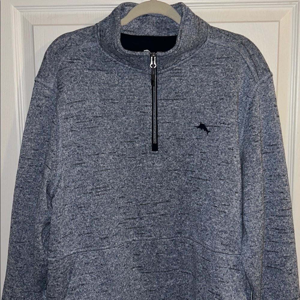 Tommy Bahama Mens Glacier Bay Heathered Blue Quarter Zip Pullover Size XL - Picture 11 of 11